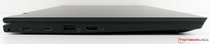 Linkerkant: 2 x USB 3.1 Gen1 Type-C, USB 3.1 Type-A, HDMI 1.4b