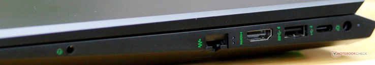 Rechterkant: Headset, Ethernet, HDMI 1.4, USB 3.0 (Gen 1) Type-A, USB 3.0 (Gen 1) Type-C, stroomadapter