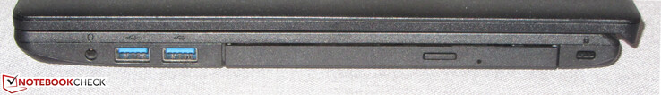 Zijkant: audio-combipoort, 2x USB 3.2 Gen 1 (Type A), DVD-brander, gleuf voor een kabelslot