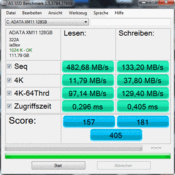 AS SSD benchmark: 482/133 MB/s lezen/schrijven