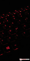 De backlight van het toetsenbord is rood.