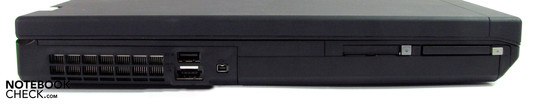 Links: eSATA/USB-combo, USB 3.0, FW400, ExpressCard/34, Compact Flash
