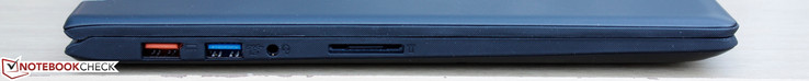 Linkerkant: USB 2.0 + oplaadpoort, USB 3.0, 3,5 mm audio, SD kaartlezer