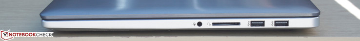 Rechts: 3,5 mm audiopoort, SD kaartlezer, 2x USB 3.0