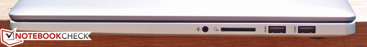 Rechts: 3,5 mm gecombineerde audiopoort, SD kaartlezer, 2x USB 3.0