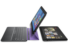 De tablet is ook verkrijgbaar met een paarse standaard.