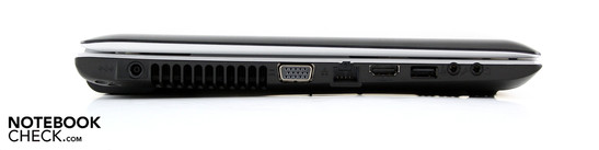 Links: AC, VGA, Ethernet, HDMI, een USB 2.0, microfoon, hoofdtelefoon