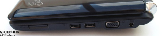 Rechterkant: Multimedia kaartlezer, 2x USB 2.0, VGA, stroomaansluiting