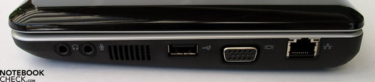 Rechterkant: Audiopoorten, USB 2.0, VGA, LAN