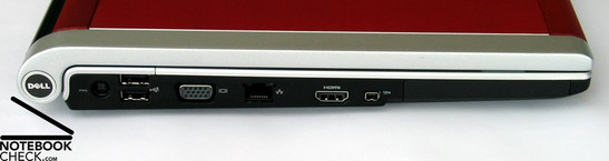 Linkerzijde: Power Connection, 2 x USB 2.0, VGA out, LAN, HDMI, Firewire