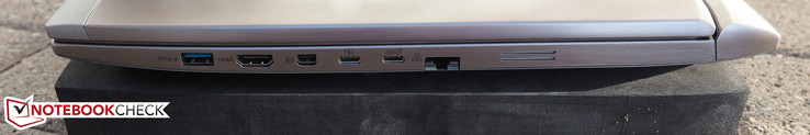 Rechterkant: USB 3.0, HDMI, Mini-DisplayPort, Thunderbolt 3, USB 3.1 Type-C, RJ45-LAN