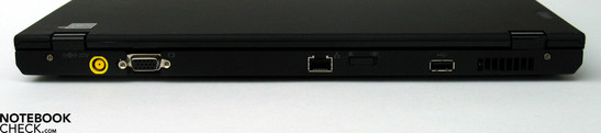 Achter: Stroomvoorziening, VGA Out, LAN, USB 2.0