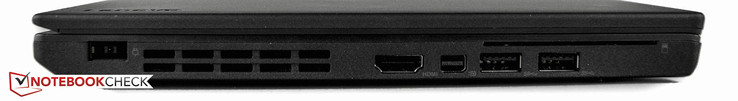Links: stroomaansluiting, HDMI, Mini-DisplayPort, 2x USB 3.0, SmartCard lezer