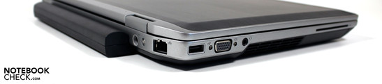 Linkerzijde: adapter, Ethernet, USB 2.0, VGA, hoofdtelefoon/microfoon, Smartcard
