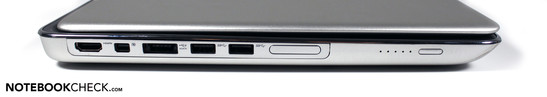 Links: HDMI, mini DisplayPort, USB 2.0/eSATA, 2x USB 3.0, kaartlezer