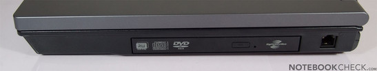 Rechterzijde: ExpressCard/54, DVD brander, S-Video, 2xUSB, LAN
