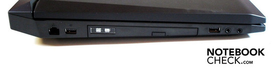 Links: RJ-45 LAN, 2 x USB 2.0, 2 x audio-poorten