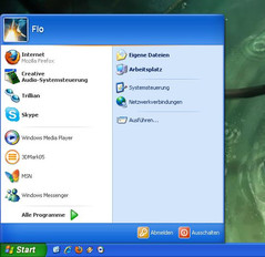 Het start menu van Windows XP
