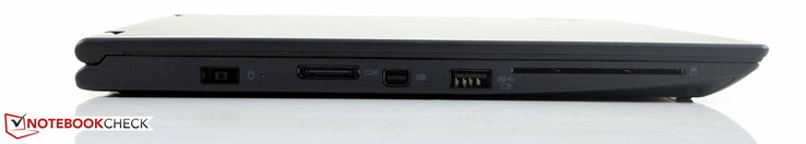 Stroomaansluiting, docking poort, DisplayPort, USB 3.0 oplaadpunt, SmartCard lezer