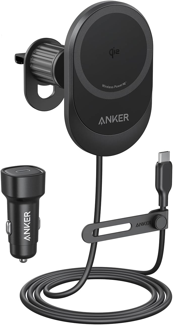 De originele Anker MagGo draadloze autolader (Pad, ingebouwde USB-C kabel). (Afbeeldingsbron: Anker)