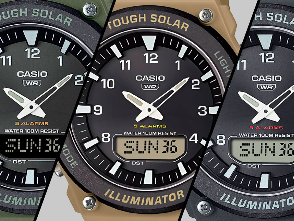 Nieuwe Casio AQ S820 Analoog digitale Horloges Op Zonne energie 