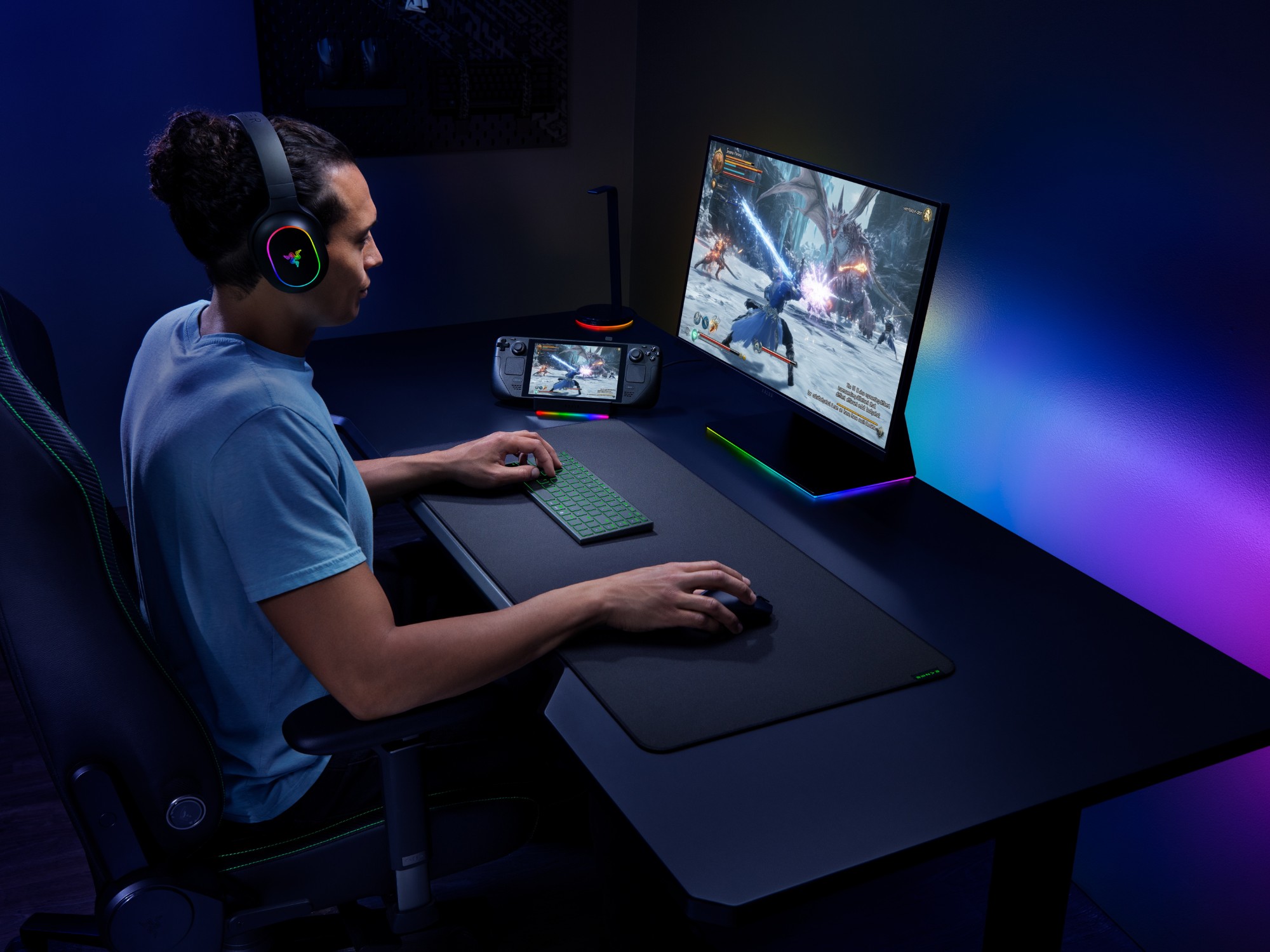 Razer Joro toetsenbord getoond in een desktopopstelling (Afbeelding bron: Razer)