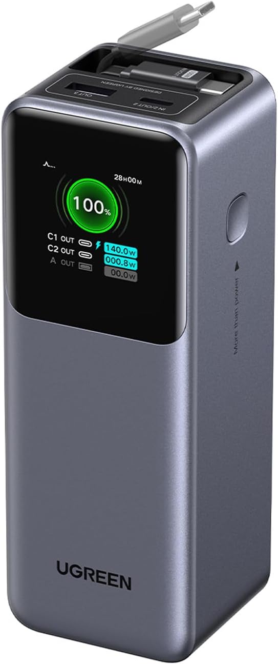 De Ugreen Nexode Power Bank met intrekbare kabel. (Afbeeldingsbron: Ugreen)