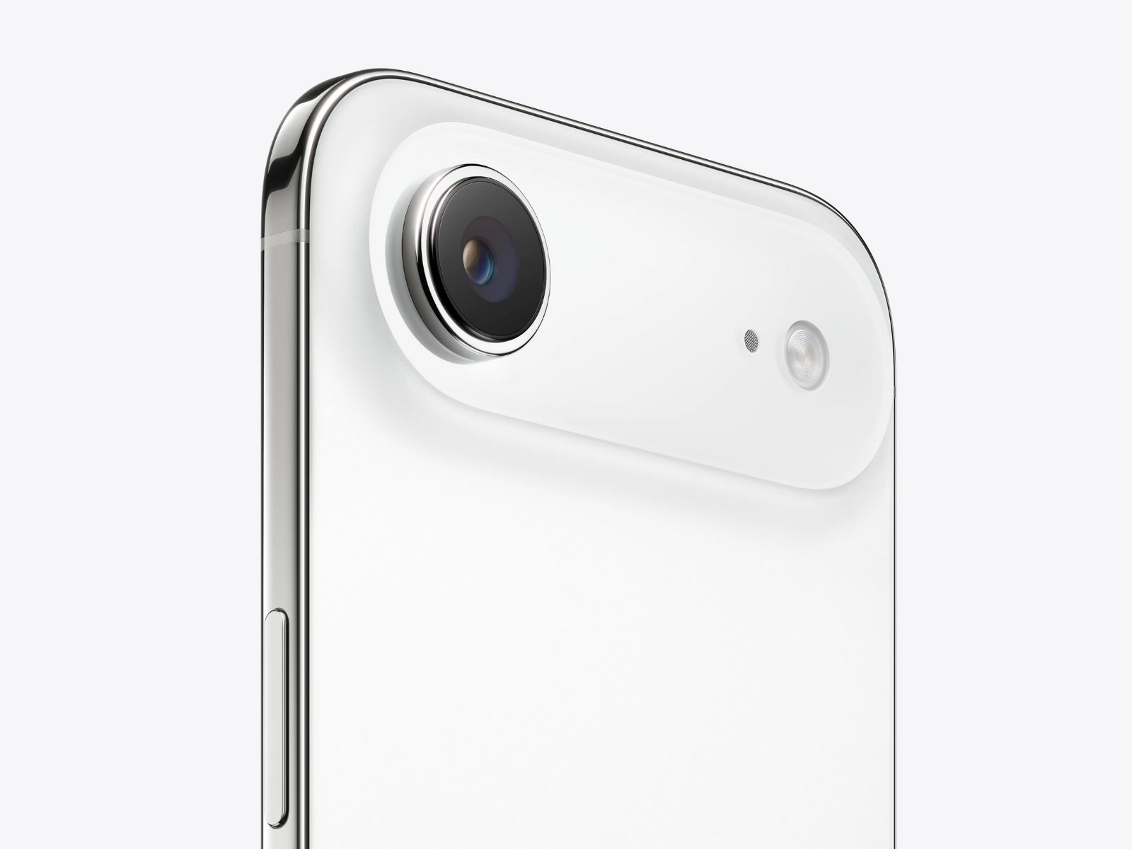 Close-up van de Apple iPhone Air achtercameramodule in witte afwerking (Afbeeldingsbron: Apple)