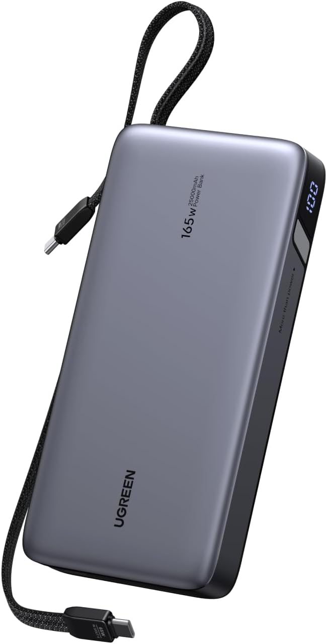 De Ugreen Nexode Power Bank (140W + 65W, 2 geïntegreerde USB-C kabels). (Afbeeldingsbron: Ugreen)