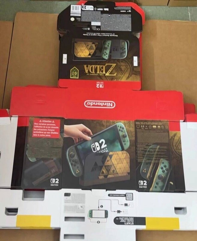 Switch 2-console met Zelda-thema.