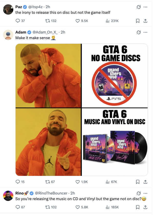 Reacties van gebruikers op het bericht van Rockstar Games.