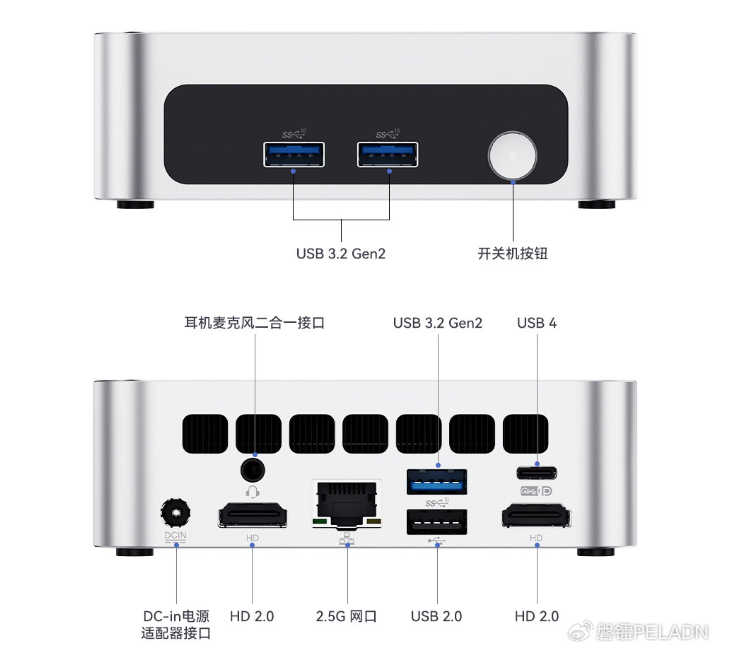 De nieuwe Peladn WO5-minipc beschikt over een relatief uitgebreide reeks poorten, gezien de prijs.