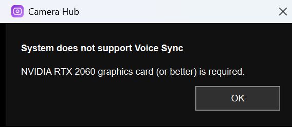 Voice Sync heeft minstens een RTX 2060 nodig