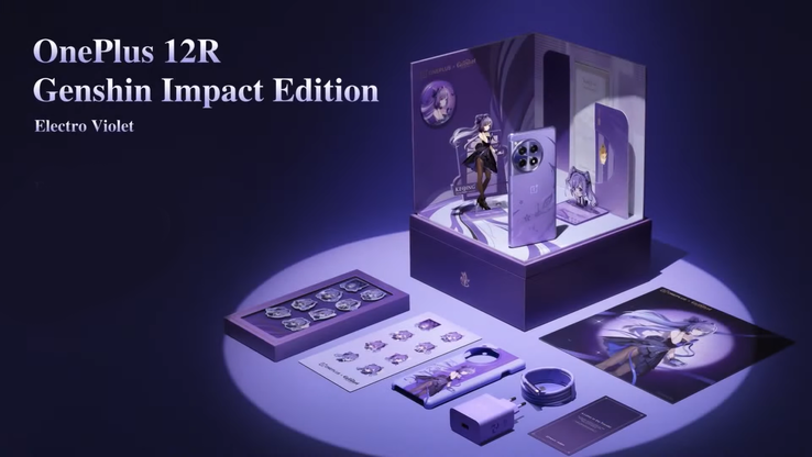 De 12R Genshin Impact Edition en zijn geschenk/displaydoos. (Bron: OnePlus)