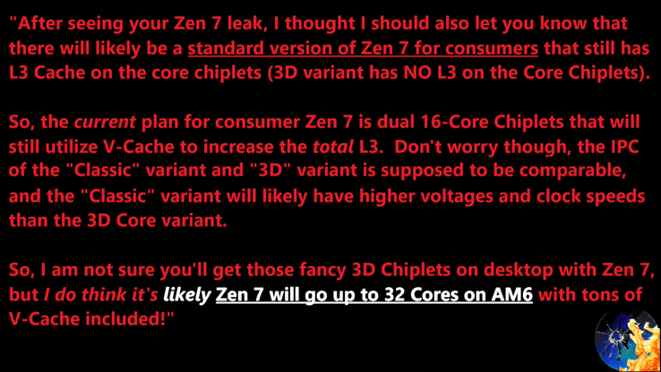 AMD Zen 7 AM6 CPU kerntelling gelekt. (Afbeeldingsbron: Moore's Law Is Dead op YouTube)