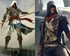 Edward Kenway uit Assassin's Creed Black Flag en Arno Dorian uit Assassin's Creed Unity naast elkaar afgebeeld.