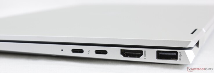 Rechts: 2x USB-C met Thunderbolt 3 + DisplayPort + Power Delivery, HDMI 1.4b, USB-A 3.1 Gen. 1