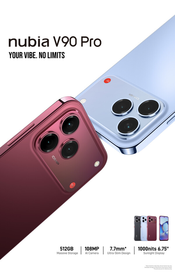 De Nubia V90 Pro behoudt het ontwerp van zijn voorganger, maar is verkrijgbaar in nieuwe kleuren.
