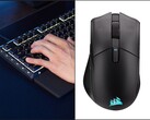 Het Corsair Skiff 100 Plus-toetsenbord (links) en de Harpoon V2-muis (rechts).