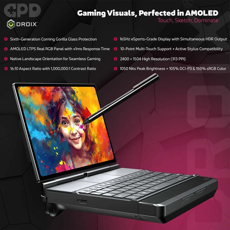 De GPD Win Max 3 gaming-handheld beschikt over een 9,06-inch AMOLED-scherm met een verversingssnelheid van 165 Hz.