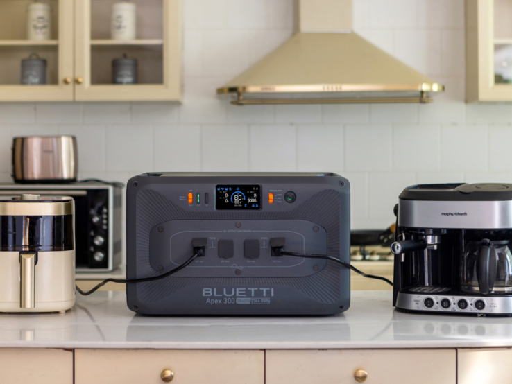 Het Bluetti Apex 300 draagbare voedingsstation is uitgerust met zes AC-uitgangspoorten met een UPS-omschakeltijd van 0 ms (Afbeelding bron: Bluetti)