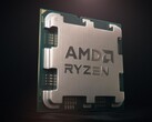 Een chipfoto render van hoe een moderne AM5-gebaseerde AMD Ryzen CPU eruit ziet