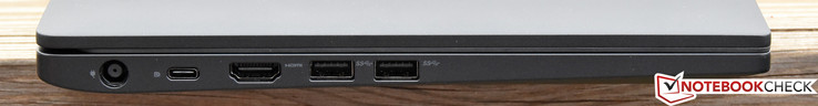 Linkerkant: Stroomaansluiting, USB Type-C/Displayport, HDMI, USB 3.0 x 2