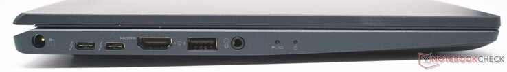 Holle aansluiting voeding, 2 x USB Type-C 3.2 Gen 2 met Thunderbolt 4 en PD, HDMI 2.0, USB Type-A Gen 3.2 met USB Sleep-and-Charge, 3,5 mm hoofdtelefoonaansluiting