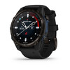 De Descent Mk3i - 43 mm Carbon Gray DLC Titanium met zwarte siliconen band. (Afbeelding bron: Garmin)