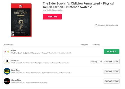 HotStock-tracker voor Oblivion Remastered Switch 2-port
