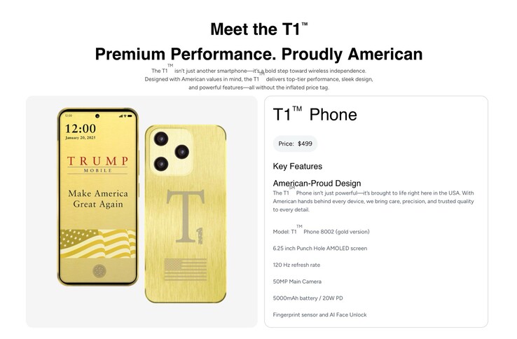 De productpagina van Trump T1 Phone heeft alle claims verwijderd dat het apparaat in de VS gemaakt is.