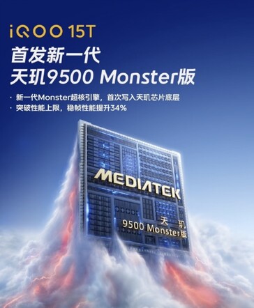 Dimensity 9500 Monster Edition bevestigd voor de iQoo 15T.