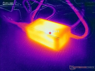 AC-adapter bereikt meer dan 33 C bij zware belastingen