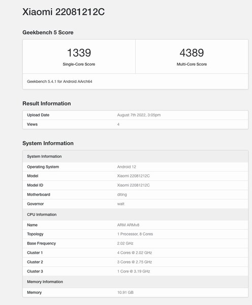 (Afbeelding bron: Geekbench via @stufflistings)